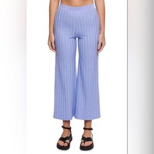 Jonathan Simkhai Standard Celia Ribbed Crop Wide Leg Pants in Cornflower XS‎ NWT
